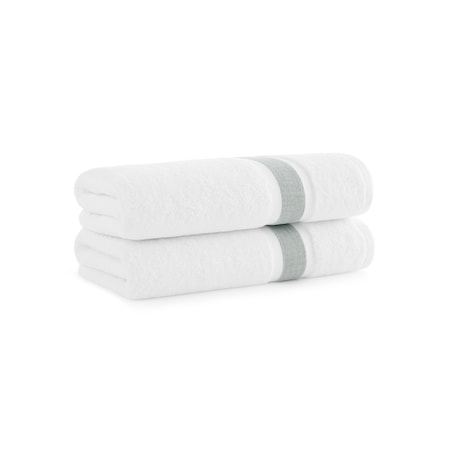 Monarch Brands Aegean Recycled Bath Towels 30in x 60in - Stripe, Dark Sage Green, 2PK P-BT-RT-3060-DS